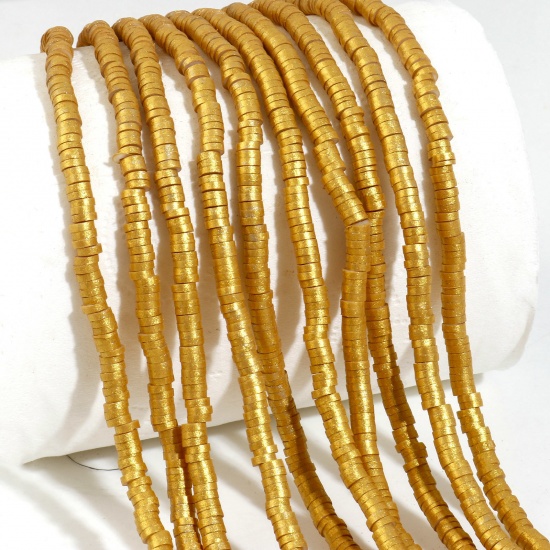 Immagine di Argilla Katsuki Perline Tondo Oro Circa 4mm Dia, Foro: Circa 1.6mm, lunghezza: 38.5cm, 2 Fili (Circa 320 Pezzi/Treccia)