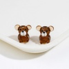 Picture of Lampwork Glass 3D Beads Bear Animal Brown About 20mm x 19mm, Hole: Approx 1.8mm, 2 PCs