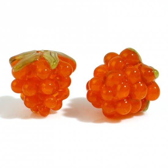 Picture of Lampwork Glass 3D Beads Grape Fruit Orange About 13mm x 12mm, Hole: Approx 0.8mm, 1 Piece