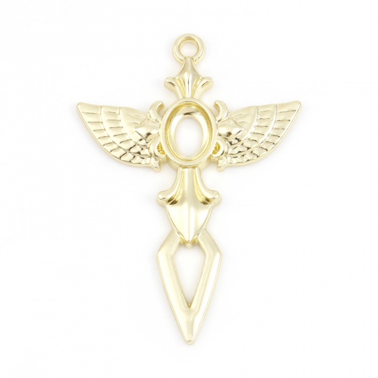 Picture of Zinc Based Alloy Fairy Tale Collection Pendants Gold Plated Scepter Wing 4.3cm x 3.1cm, 5 PCs