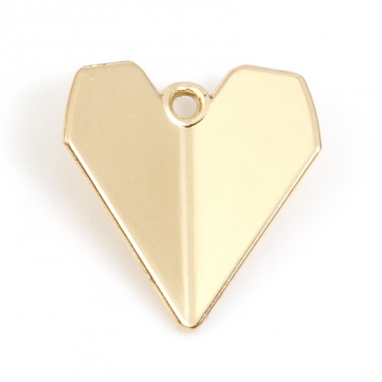 Immagine di Lega di Zinco Origami Charms Cuore Oro Placcato 20mm x 19mm , 5 Pz