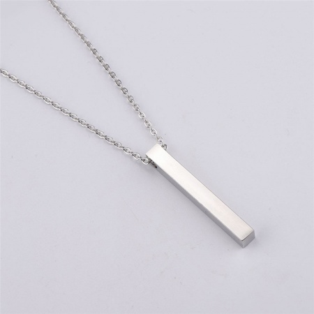 Picture of Stainless Steel Blank Stamping Tags Pendant Necklace Silver Tone Rectangle Double-sided Polishing 45cm(17 6/8") long, 1 Piece
