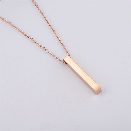 Picture of Stainless Steel Blank Stamping Tags Pendant Necklace Rose Gold Rectangle Double-sided Polishing 45cm(17 6/8") long, 1 Piece