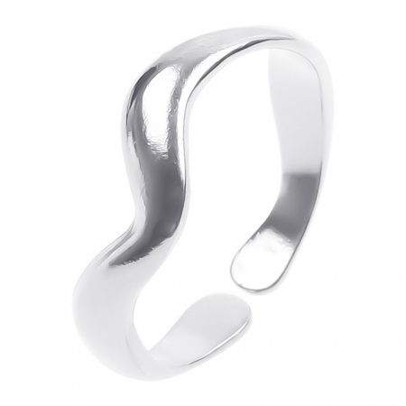 Bild von Großhandel Frauen Geschenk Welle Offen Verstellbar Ring, Silberfarbe Edelstahl, Ins Stil Stilvoll Schmuckbedarf, 18.1mm（US Größe:8), 1 Stück