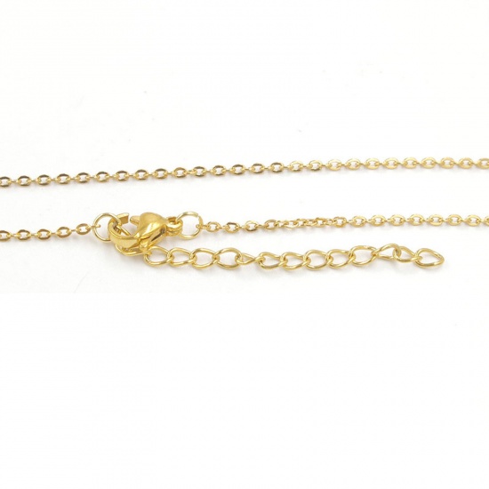 Изображение Нержавеющая Сталь Позолоченные цепочки Ожерелья 18K позолоченный 40см Длина, Цепь 1.5мм, 3 ШТ