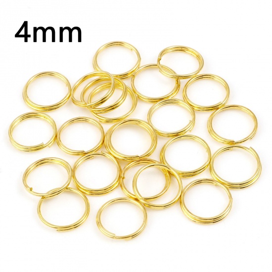 Picture of 0.6mm Iron Based Alloy Double Split Jump Rings Findings Round Gold Plated 4mm Dia, 200 PCs