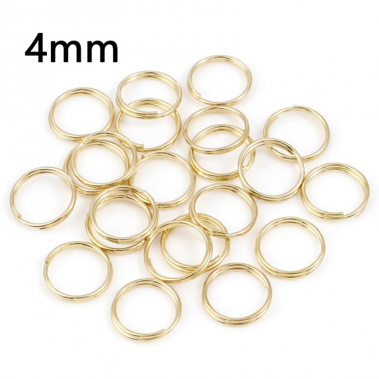 Picture of 0.6mm Iron Based Alloy Double Split Jump Rings Findings Round KC Gold Plated 4mm Dia, 200 PCs