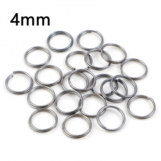 Picture of 0.6mm Iron Based Alloy Double Split Jump Rings Findings Round Gunmetal 4mm Dia, 200 PCs