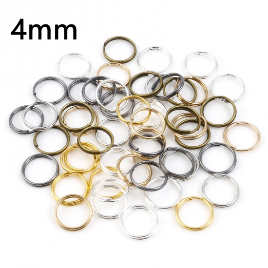 Picture of 0.6mm Iron Based Alloy Double Split Jump Rings Findings Round At Random Mixed 4mm Dia, 200 PCs