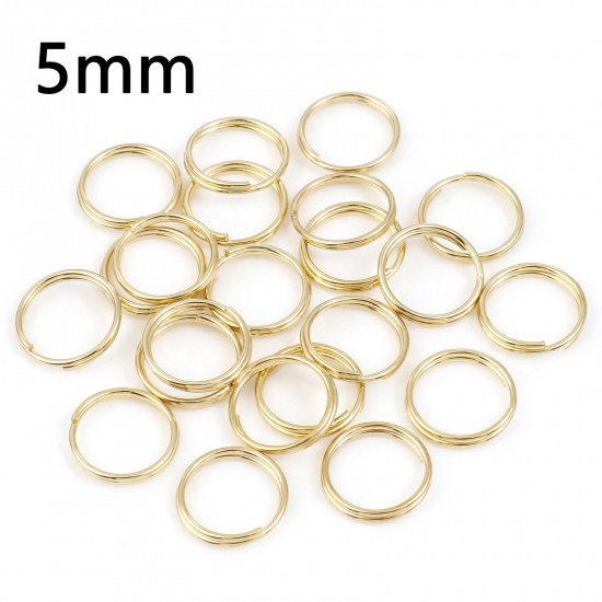 Picture of 0.6mm Iron Based Alloy Double Split Jump Rings Findings Round KC Gold Plated 5mm Dia, 200 PCs