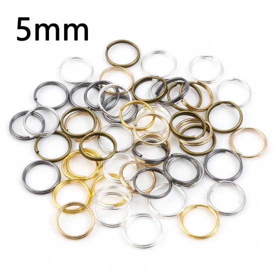 Picture of 0.6mm Iron Based Alloy Double Split Jump Rings Findings Round At Random Mixed 5mm Dia, 200 PCs