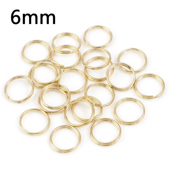 Picture of 0.6mm Iron Based Alloy Double Split Jump Rings Findings Round KC Gold Plated 6mm Dia, 200 PCs