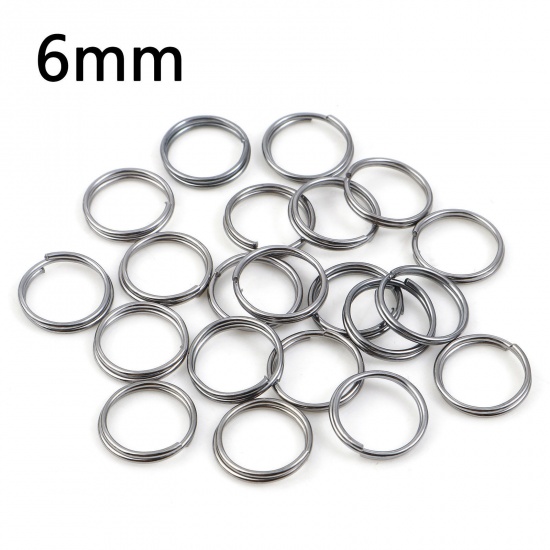 Picture of 0.6mm Iron Based Alloy Double Split Jump Rings Findings Round Gunmetal 6mm Dia, 200 PCs