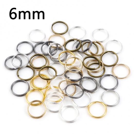 Picture of 0.6mm Iron Based Alloy Double Split Jump Rings Findings Round At Random Mixed 6mm Dia, 200 PCs