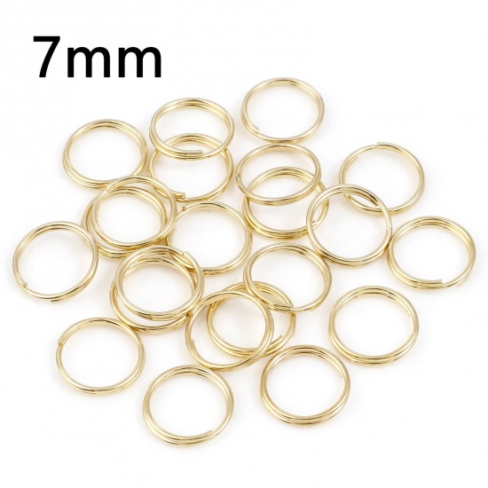 Picture of 0.6mm Iron Based Alloy Double Split Jump Rings Findings Round KC Gold Plated 7mm Dia, 200 PCs