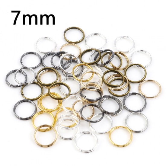 Picture of 0.6mm Iron Based Alloy Double Split Jump Rings Findings Round At Random Mixed 7mm Dia, 200 PCs