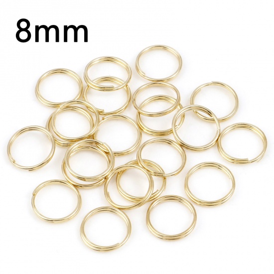 Picture of 0.7mm Iron Based Alloy Double Split Jump Rings Findings Round KC Gold Plated 8mm Dia, 200 PCs
