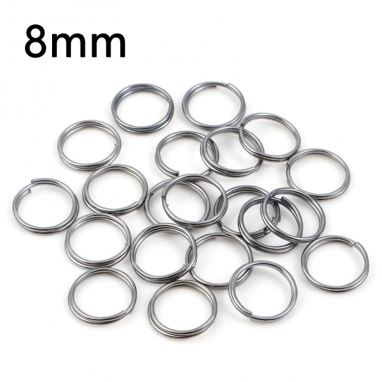 Picture of 0.7mm Iron Based Alloy Double Split Jump Rings Findings Round Gunmetal 8mm Dia, 200 PCs