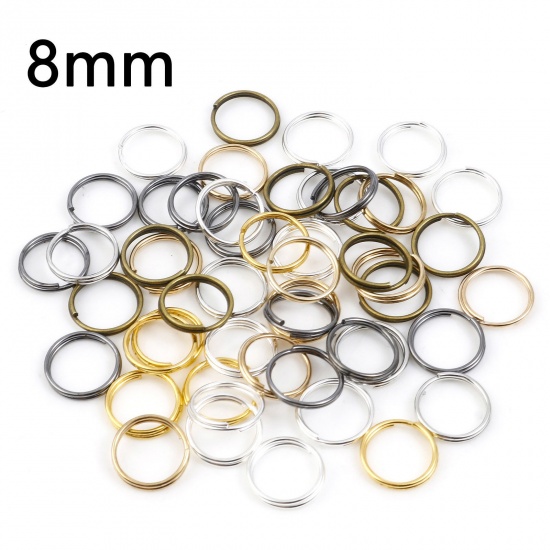 Picture of 0.7mm Iron Based Alloy Double Split Jump Rings Findings Round At Random Mixed 8mm Dia, 200 PCs