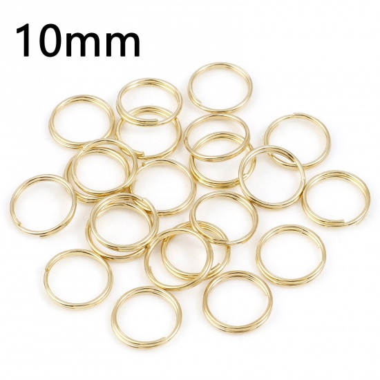 Picture of 0.7mm Iron Based Alloy Double Split Jump Rings Findings Round KC Gold Plated 10mm Dia, 200 PCs