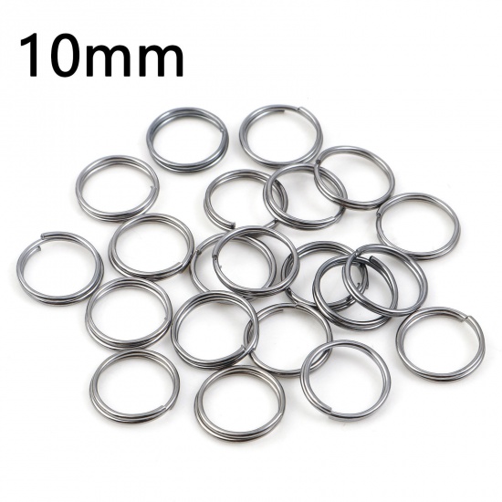 Picture of 0.7mm Iron Based Alloy Double Split Jump Rings Findings Round Gunmetal 10mm Dia, 200 PCs