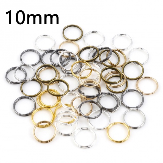 Picture of 0.7mm Iron Based Alloy Double Split Jump Rings Findings Round At Random Mixed 10mm Dia, 200 PCs
