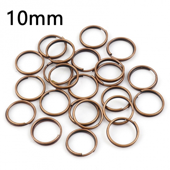 Picture of 0.7mm Iron Based Alloy Double Split Jump Rings Findings Round Antique Copper 10mm Dia, 200 PCs