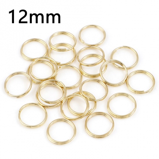 Picture of 0.7mm Iron Based Alloy Double Split Jump Rings Findings Round KC Gold Plated 12mm Dia, 200 PCs