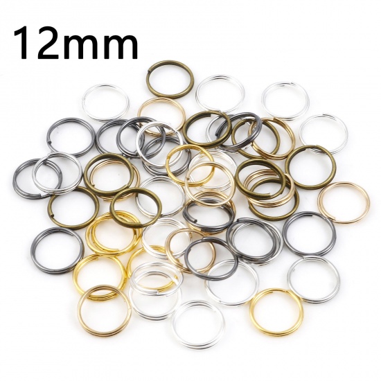 Picture of 0.7mm Iron Based Alloy Double Split Jump Rings Findings Round At Random Mixed 12mm Dia, 200 PCs
