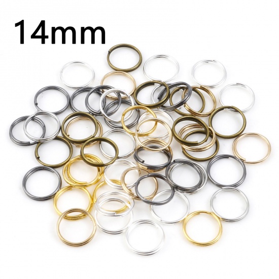 Picture of 0.8mm Iron Based Alloy Double Split Jump Rings Findings Round At Random Mixed 14mm Dia, 200 PCs