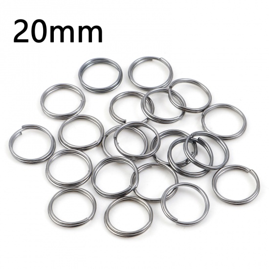 Picture of 1.2mm Iron Based Alloy Double Split Jump Rings Findings Round Gunmetal 20mm Dia, 200 PCs