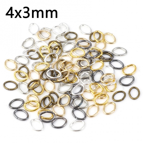 Picture of 0.6mm Iron Based Alloy Open Jump Rings Findings Oval At Random Mixed 4mm x 3mm, 300 PCs