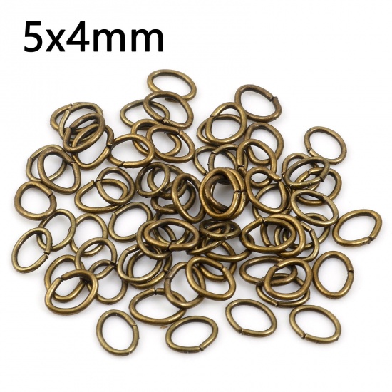 Picture of 0.7mm Iron Based Alloy Open Jump Rings Findings Oval Antique Bronze 5mm x 4mm, 300 PCs