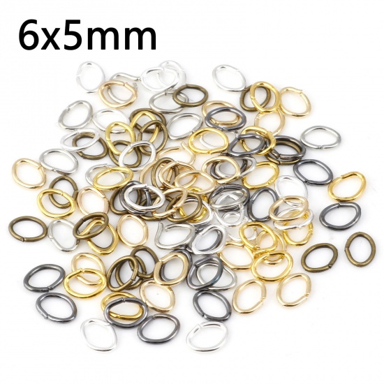 Picture of 0.8mm Iron Based Alloy Open Jump Rings Findings Oval At Random Mixed 6mm x 5mm, 300 PCs