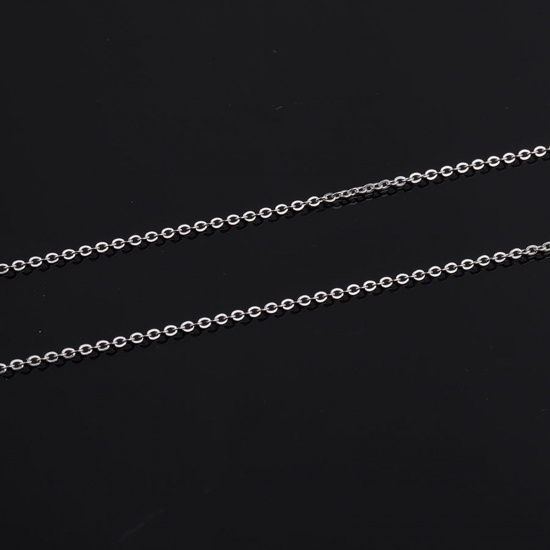 Picture of Stainless Steel Link Cable Chain Necklace Silver Tone 75cm(29 4/8") long, Chain Size: 1.5mm, 2 PCs