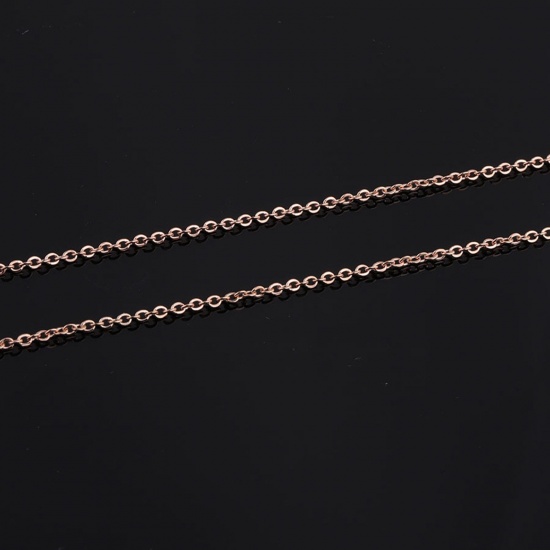 Picture of Stainless Steel Link Cable Chain Necklace Rose Gold 75cm(29 4/8") long, Chain Size: 1.5mm, 2 PCs