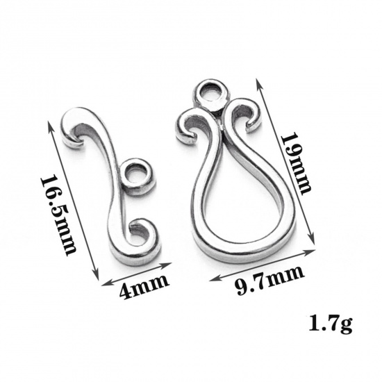 Picture of 304 Stainless Steel Toggle Clasps Geometric Filigree Silver Tone 1 Set