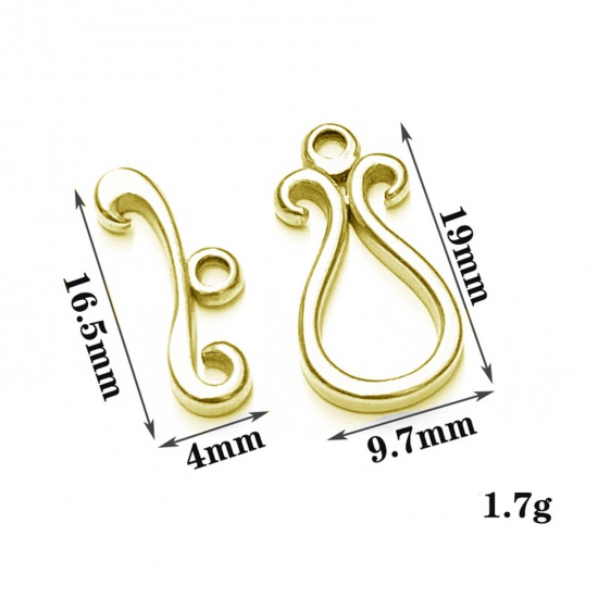 Picture of 304 Stainless Steel Toggle Clasps Geometric Filigree Gold Plated 1 Set