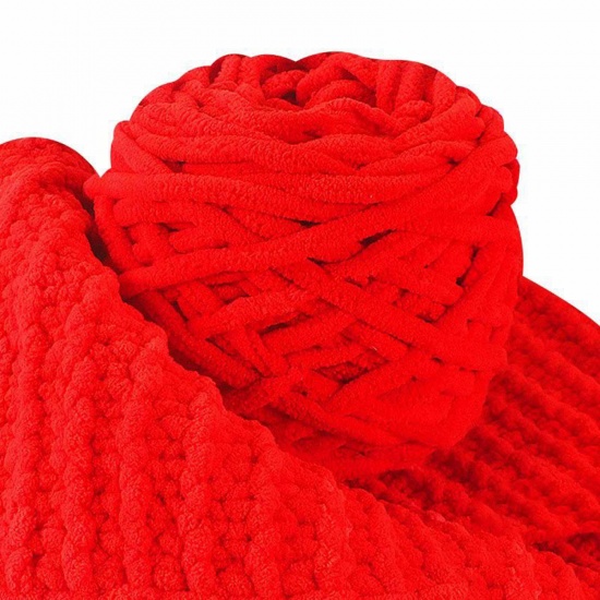 Picture of Polyester Super Soft Knitting Yarn Red 1 Roll