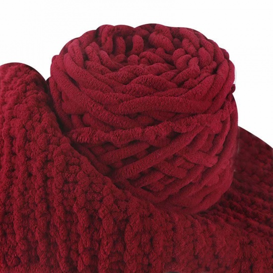 Picture of Polyester Super Soft Knitting Yarn Wine Red 1 Roll