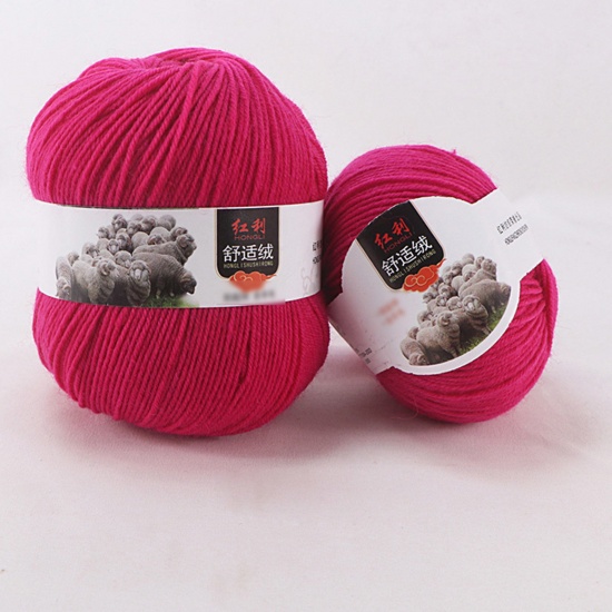 Picture of Wool Blend Super Soft Knitting Yarn Fuchsia 1 Roll