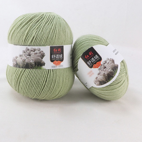 Picture of Wool Blend Super Soft Knitting Yarn Light Green 1 Roll