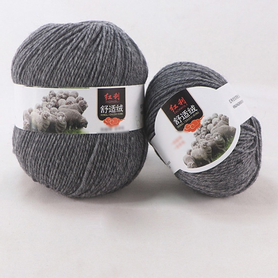 Picture of Wool Blend Super Soft Knitting Yarn Dark Gray 1 Roll