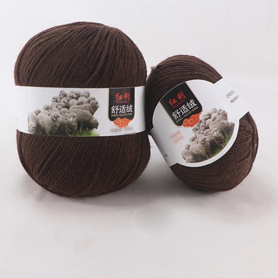 Picture of Wool Blend Super Soft Knitting Yarn Coffee 1 Roll