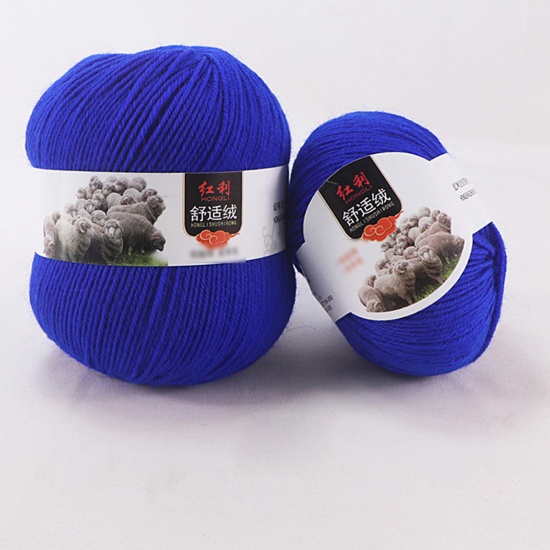 Picture of Wool Blend Super Soft Knitting Yarn Royal Blue 1 Roll