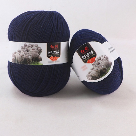 Picture of Wool Blend Super Soft Knitting Yarn Dark Blue 1 Roll