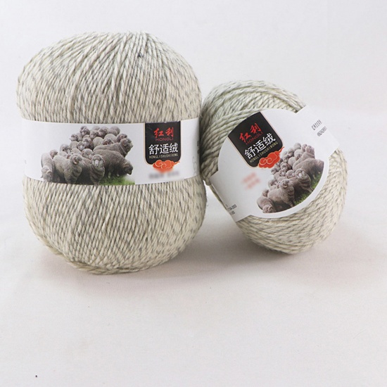 Picture of Wool Blend Super Soft Knitting Yarn Grayish White 1 Roll