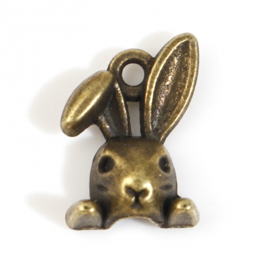 Image de Breloques en Alliage de Zinc Lapin Bronze Antique 14mm x 10mm, 50 Pcs