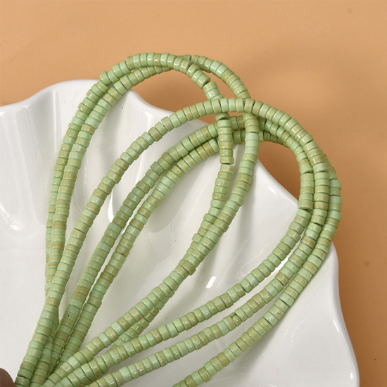 Image de Perles en Turquoise ( Synthétique) Style Ins Roue Vert-Fruit 4mm x 2mm, 1 Enfilade (Env. 150 Pcs/Enfilade)
