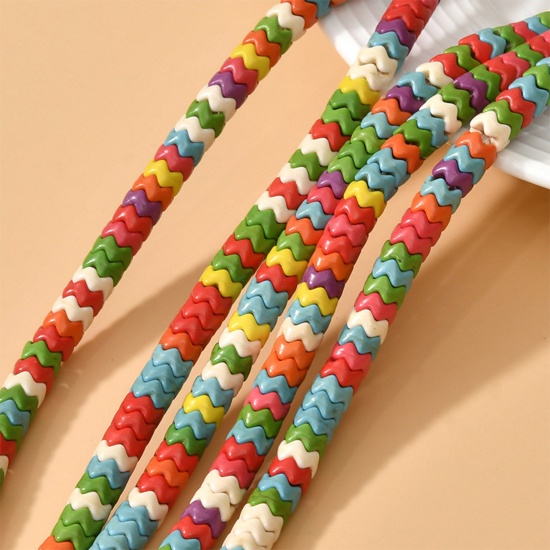 Picture of Turquoise ( Synthetic ) Ins Style Beads Wave Multicolor About 6mm Dia, 1 Strand (Approx 135 PCs/Strand)